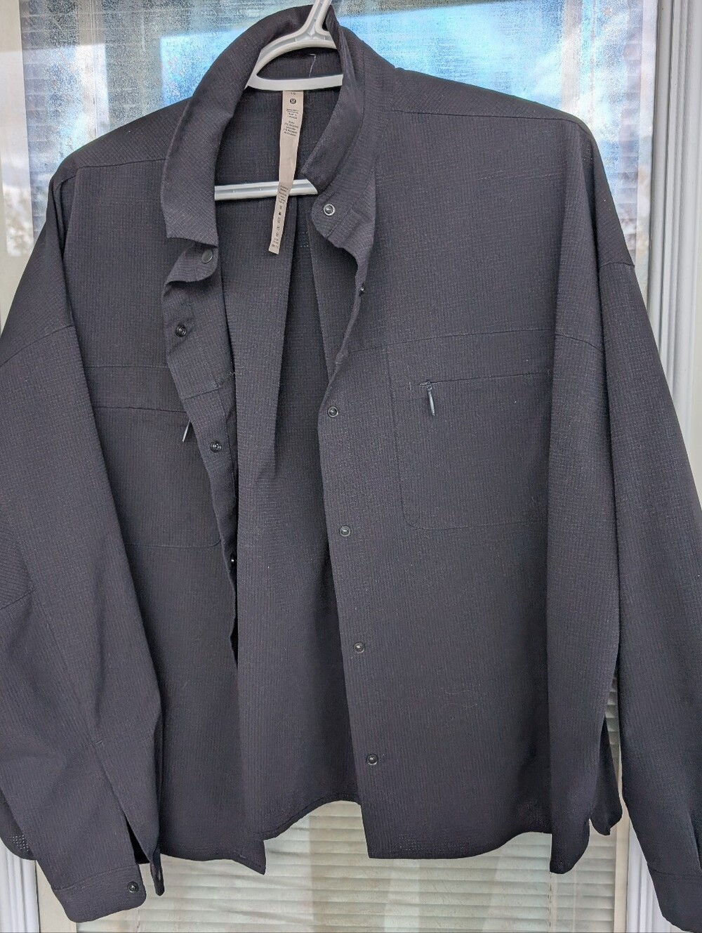 lululemon athletica Black Textured Women's Button-Up Blouse